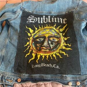 Classic Customized Jean Jacket with Sublime on the Back. Such a cool piece!